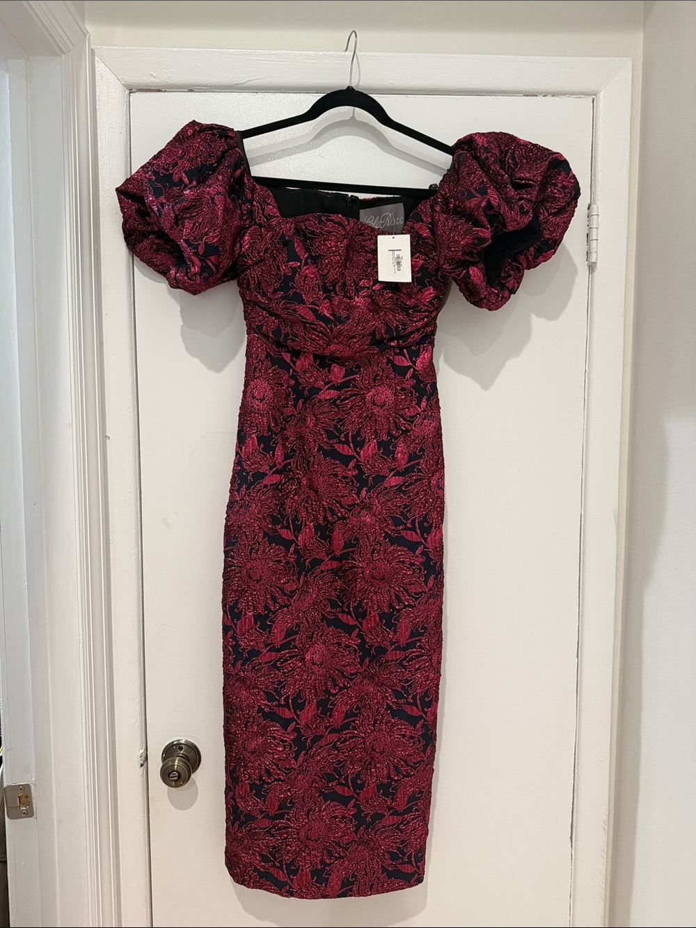 Lela Rose Floral Midi Dress Jacquard
